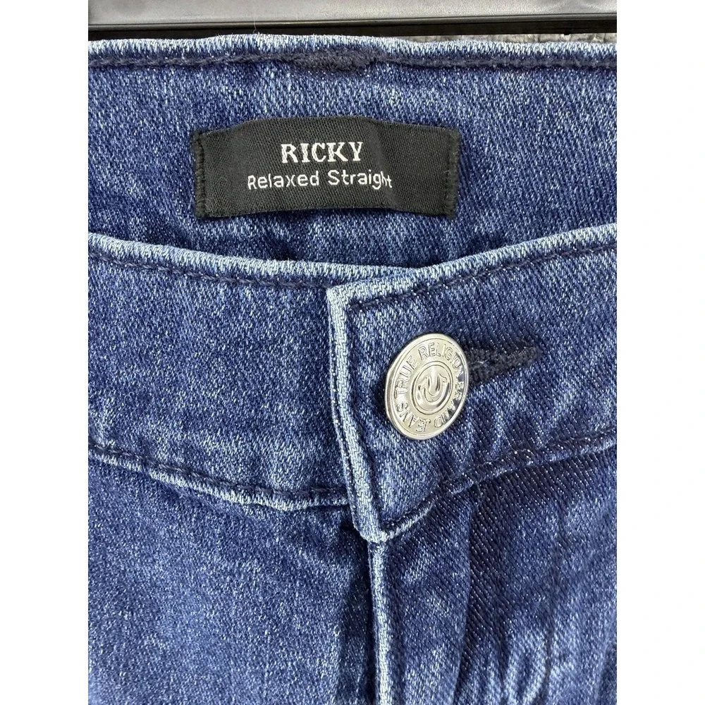 True‎ Religion Ricky Relaxed Straight Jeans Mens 38x34 (Fits 38x32.5) Tidal Wash